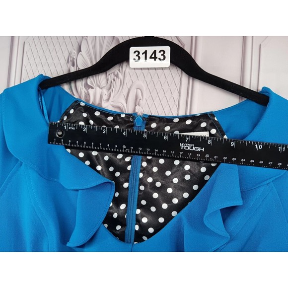 NWT Sandra Darren Dress Women's Size 10 Sheath Stretch Ruffle Neckline Blueberry - Picture 11 of 16
